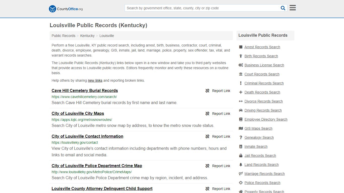Public Records - Louisville, KY (Business, Criminal, GIS, Property ...