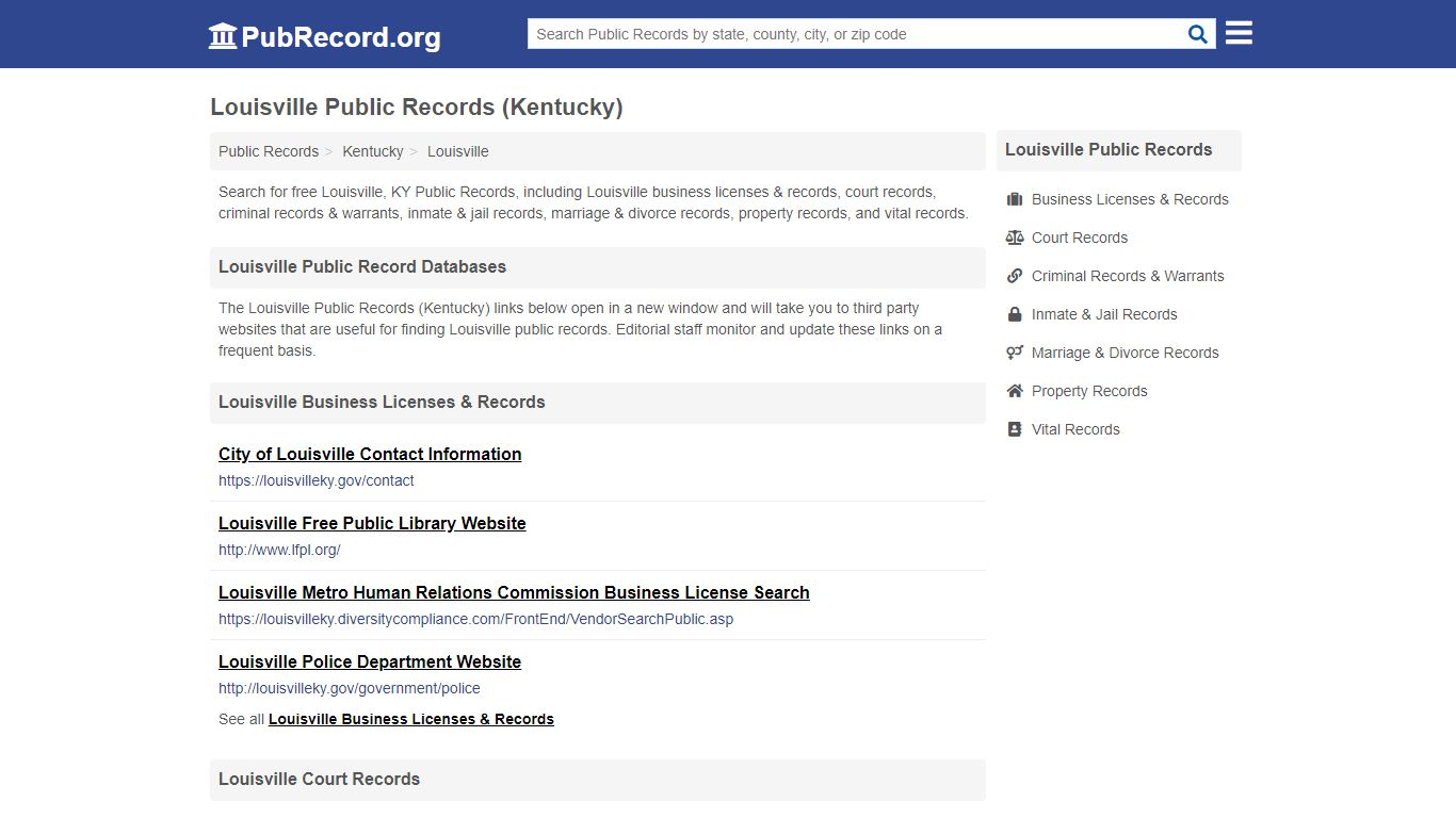 Free Louisville Public Records (Kentucky Public Records)