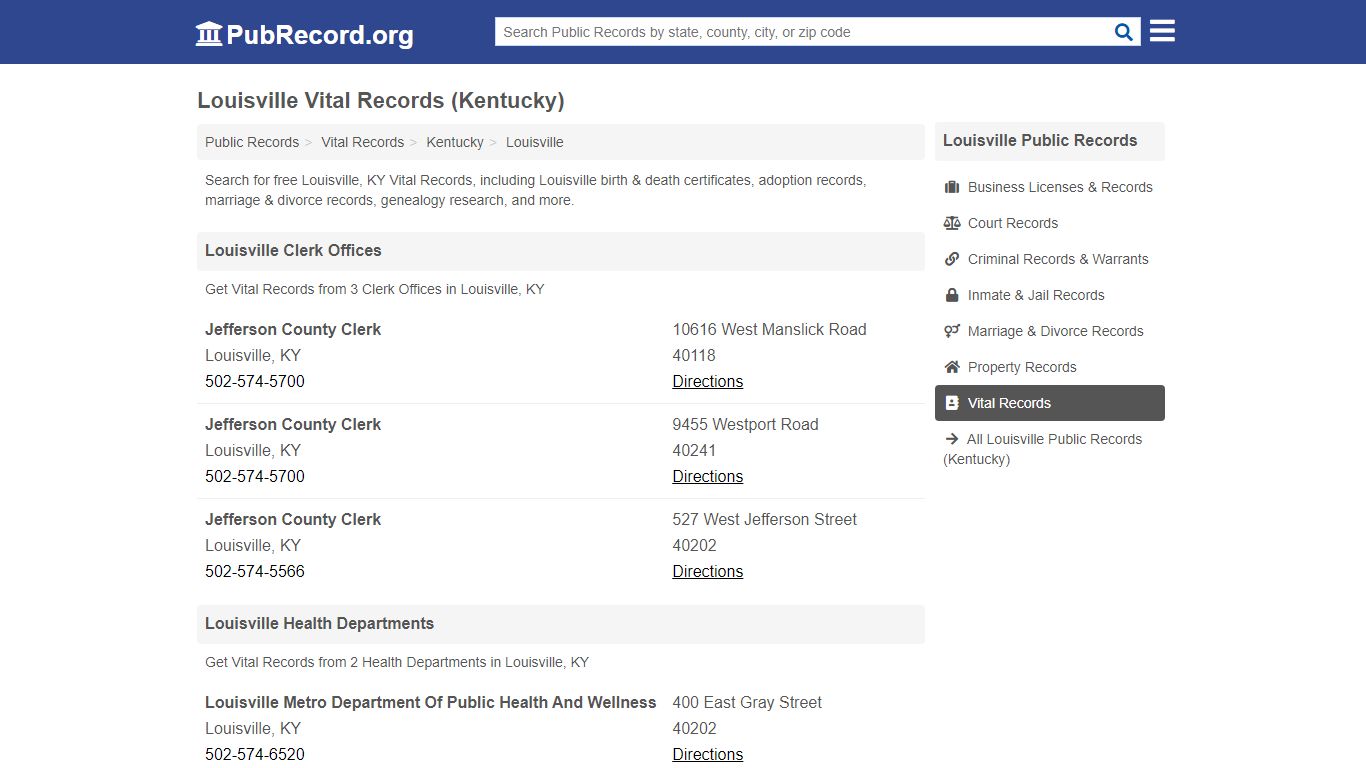 Louisville Vital Records (Kentucky) - Free Public Records Search