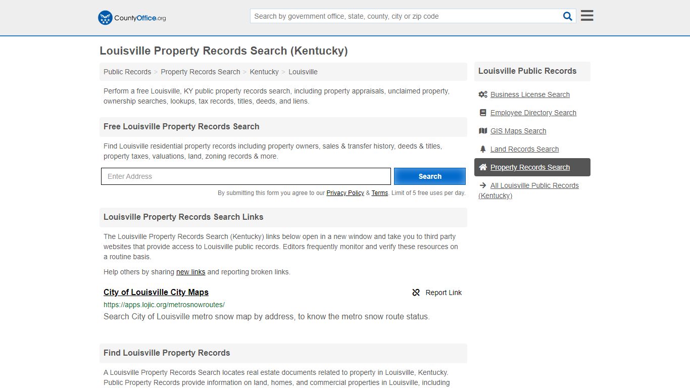 Louisville Property Records Search (Kentucky) - County Office